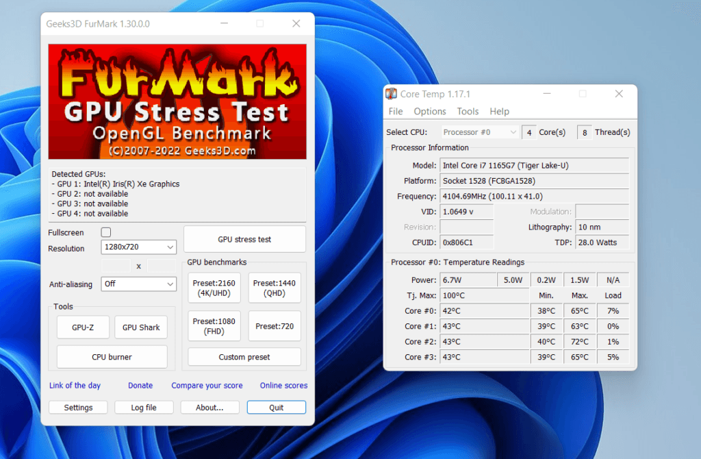 GPU stress test and temperature monitoring